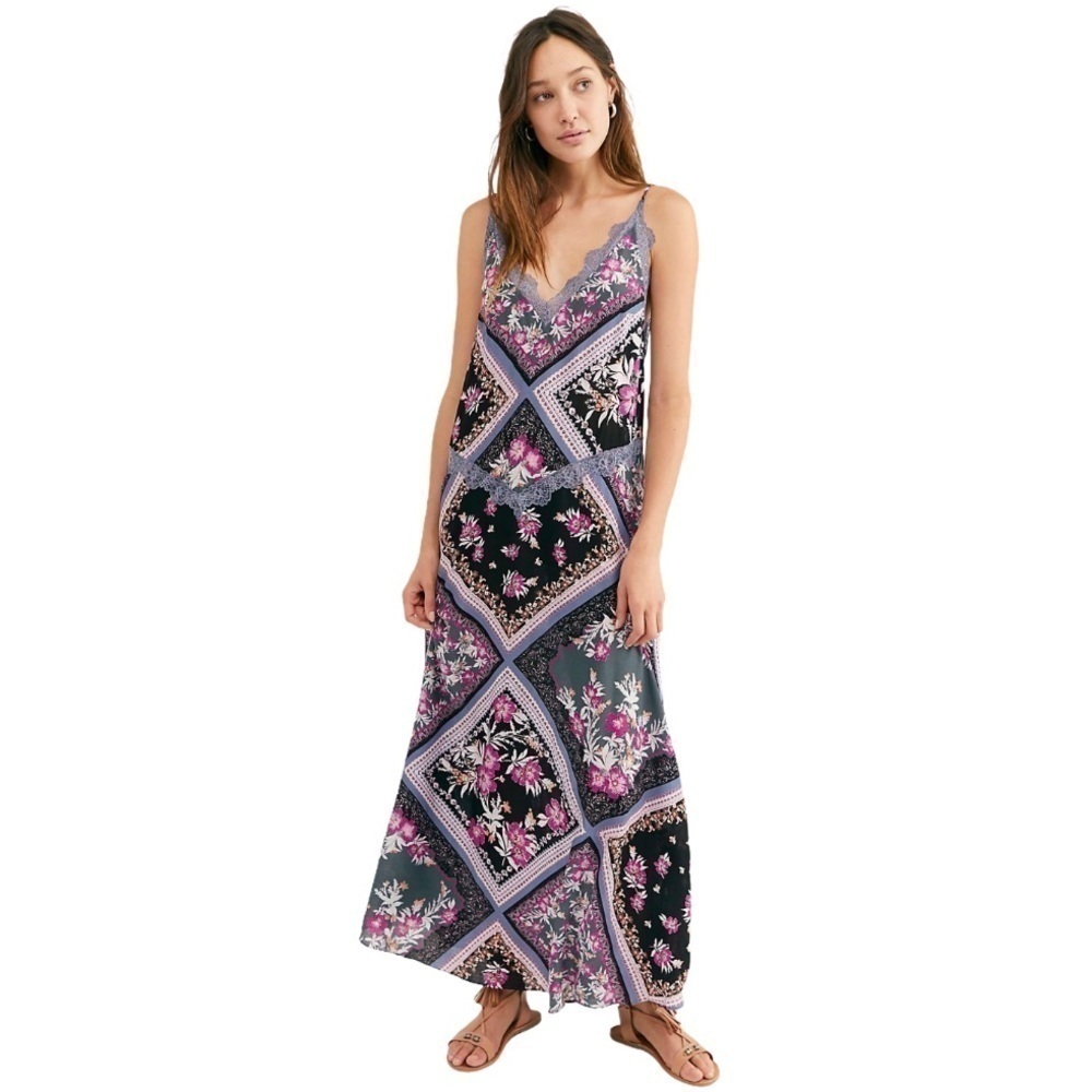 Free People Stevie‎ Floral Lace Trim Maxi Dress